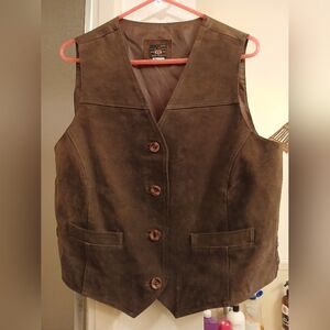 Route 66 Brown Suede‎ Leather Vest Classic Tailored Fit. XL